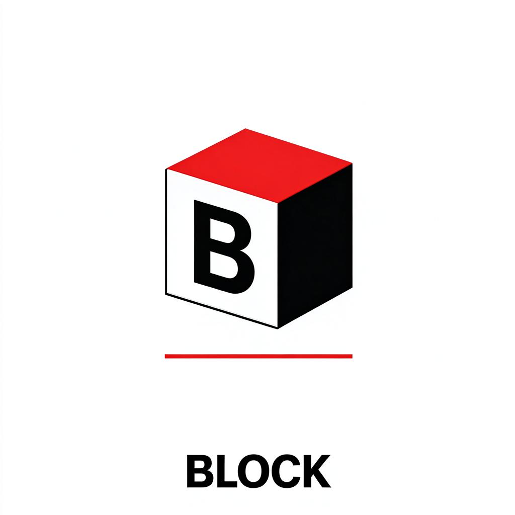 $BLOCK — isometric red-top block mascot
